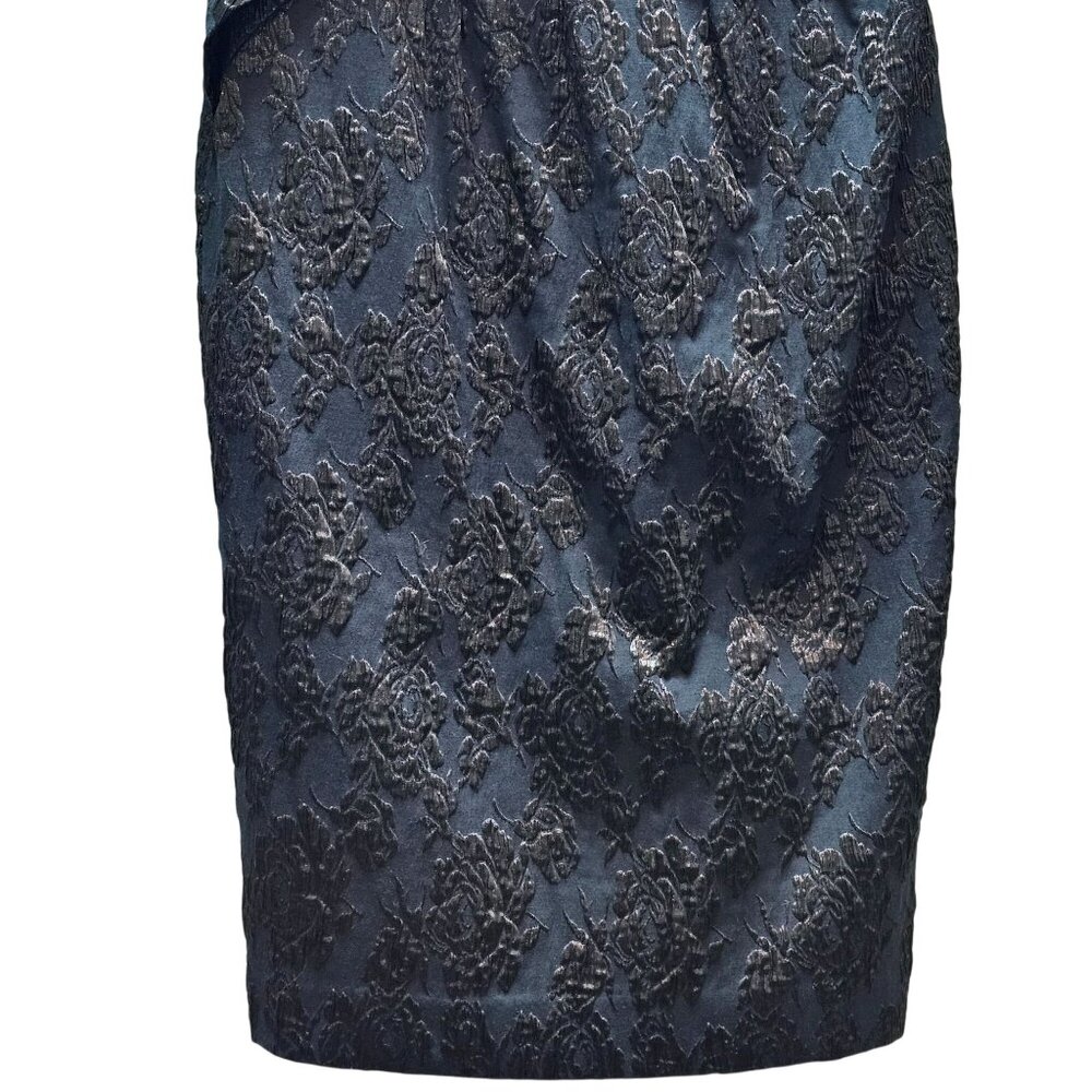 Kay Unger New York Black on Black Off the Shoulder Ruched Midi Bodycon Dress, 8 - Picture 3 of 10